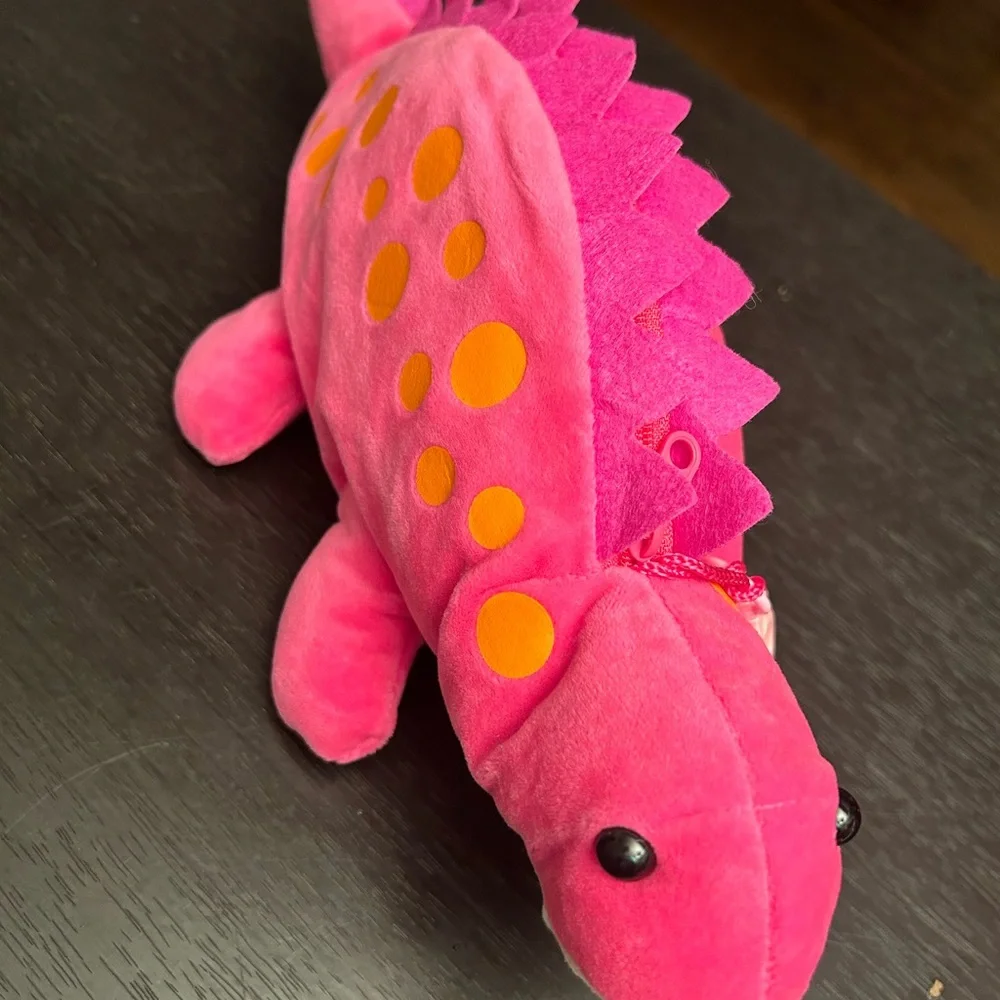 Dinosaur Hot Pink Pencil Case Plush  Large Capacity Snack Bag Travel